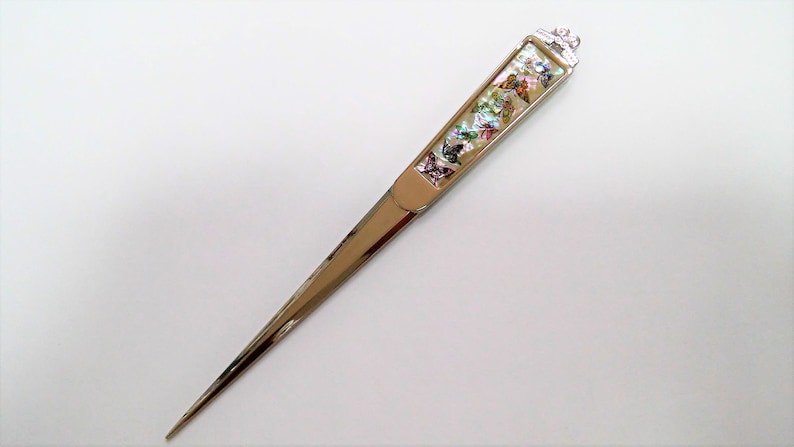 Mother of pearl Letter opener Envelop opener Letter knife Office gift Metal letter opener Gift for her him With gift box image 1