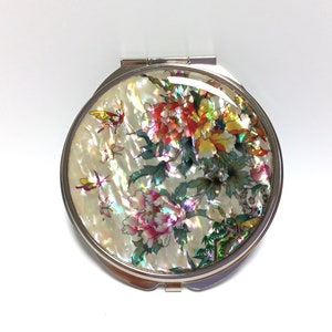 Mother of pearl, Cosmetic mirror, Compact mirror, Makeup mirror, Handbag/Purse mirror, Bridesmaid gift, Gift for her