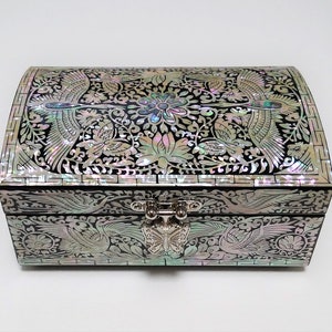 Mother of Pearl Jewelry Box Jewelry Storage Keepsake Box Business Card Box Cranes Pattern