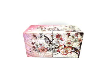 Mother of Pearl Jewelry Box: Cherry Blossom Butterfly 4-Drawer Storage Pink