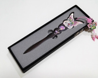 Mother of Pearl Butterfly Letter Opener: Korean Wood Envelope Opener