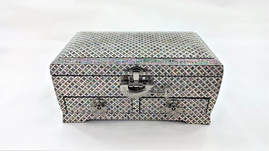 Mother of Pearl Jewelry Box Inlay Jewelry Box Trinket Box Etsy