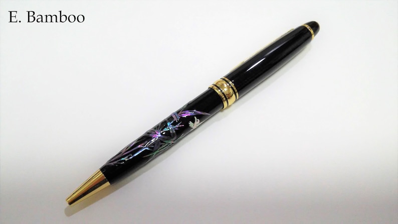 With Gift Wrapping Mother of pearl Ballpoint pen Handcrafted pen Inlaid with mother of pearl Crane Birds Peonies Dragon Bamboo 5 Pattern Bamboo