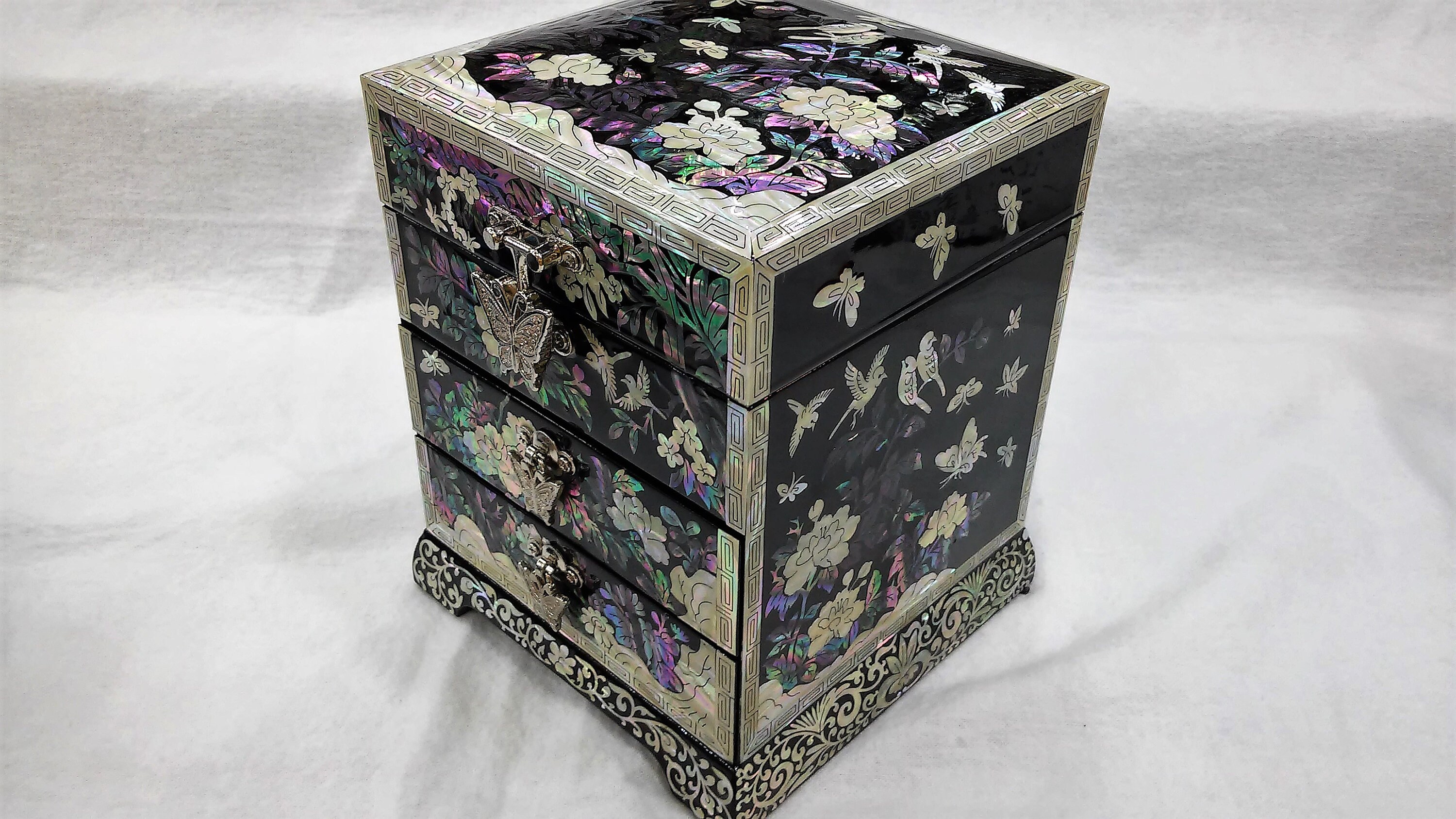 Mother of Pearl Jewelry Box Inlaid Jewelry Box 2 Drawers Etsy