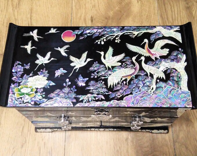 Large Size, Mother of Pearl Jewelry Box, Inlay Jewelry Box, Trinket Box