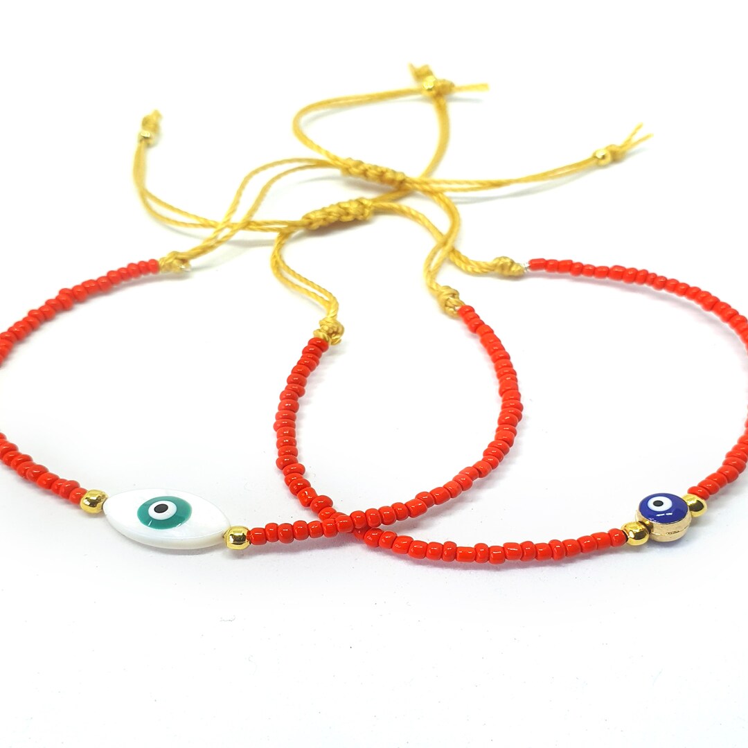 Evil Eye Bracelets, Shell or Enamel, Evil Eye, Horse Eye, Seed Beaded