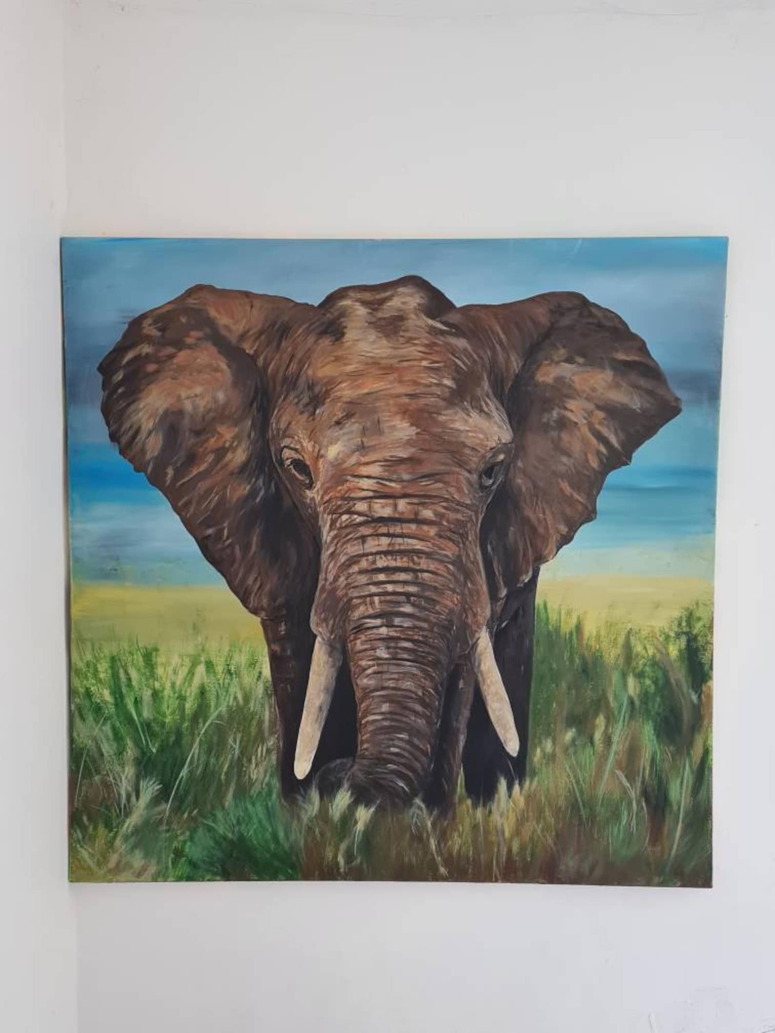 My Favourite Elephant Acrylic Painting On Canvas 90cm by Etsy