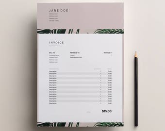 invoice template business invoice spreadsheet google sheets etsy