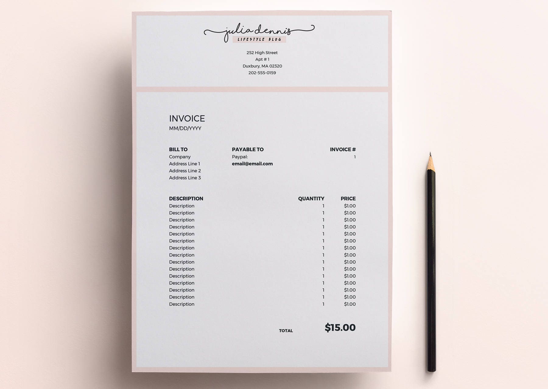 Business Invoice Invoice Design Template Simple Invoice Etsy