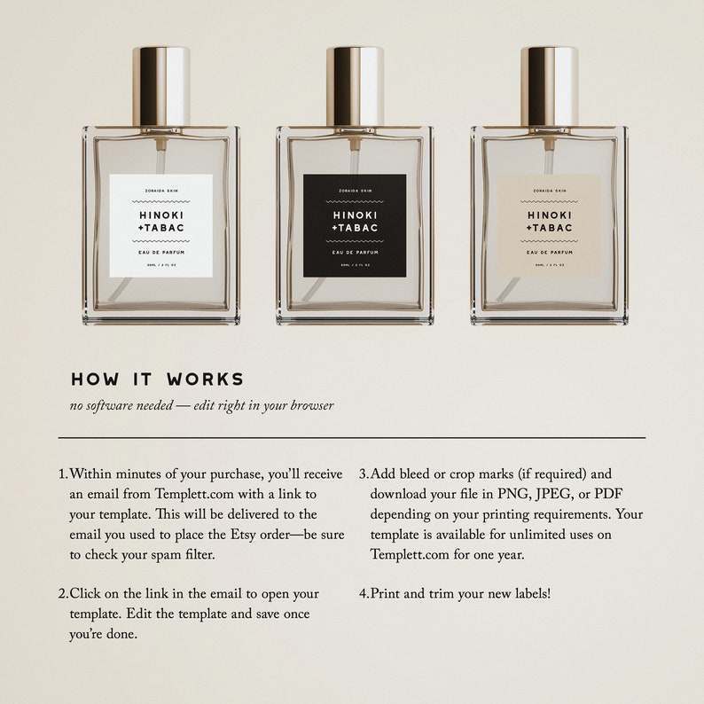 Perfume Label Template Body Fragrance Label Design Instant Etsy