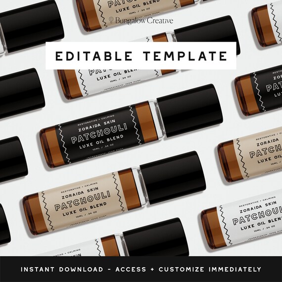 DIY Essential Oils Label Template Printable Roller Bottle Etsy