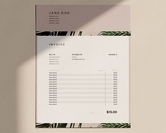 Business Invoice For Excel Google Sheets Instant Download Etsy