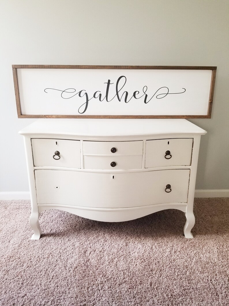 Gather wood sign