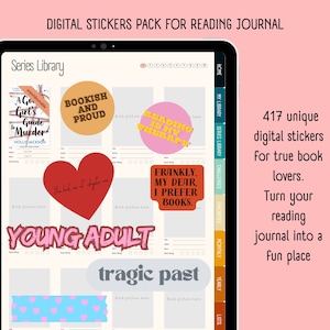 Digital Stickers for Reading Journal, Goodnotes Reading Stickers for Goodnote, Bookish Stickers, Book Lover Gift, PNG Reading Stickers