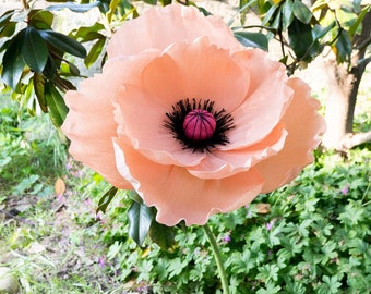 Large Standing Paper Poppy, Wedding Paper Flower, Baby Shower Decor, Giant Oversized Poppy, Wedding Decor