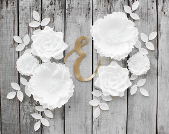 White Paper Flowers, Nursery Wall Decor, Wedding Backdrop, Paper Flower Wall Decor, Hanging Floral Backdrop, Baby Shower Decor