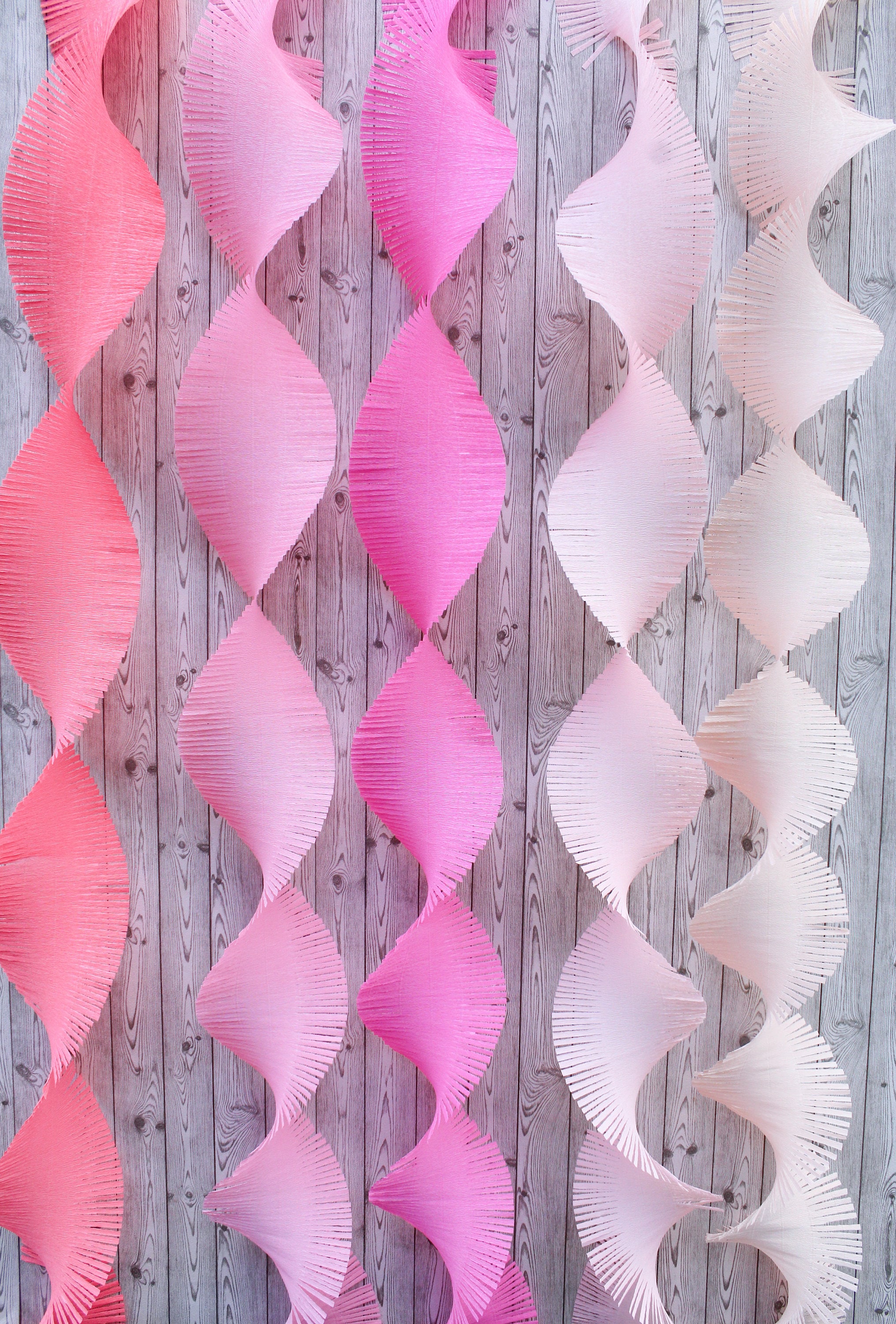 Pink Crepe Paper Twirl, Frilled Streamers, Birthday Backdrop, Party Fringe  Garland, Baby Shower Decor, Girl Room Decor, Photo Prop 