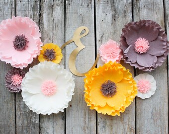 Juego de 8 flores de papel para decorar la pared de la habitación de los niños