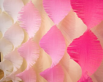 Pink Ombre Crepe Paper Twirl, Frilled Streamers, Wedding Backdrop, Party  Fringe Garland, Baby Shower Decor, Girl Room Decor, Photo Prop 