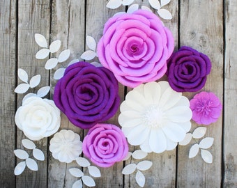 8 Paper Flowers for Girl Nursery Decor, Nursery Wall Flowers, Baby Shower Backdrop