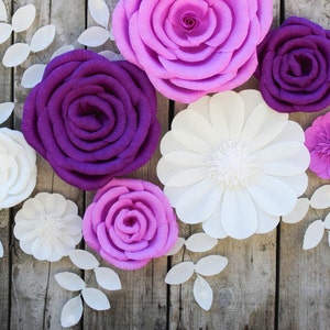 8 Paper Flowers for Girl Nursery Decor, Nursery Wall Flowers, Baby Shower Backdrop image 4