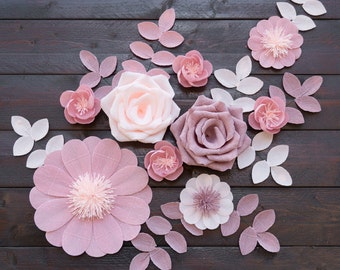Wall Paper Flowers, Girl Nursery Decor, Paper Floral Wall Decor, Over Crib Flowers, Baby Shower Backdrop