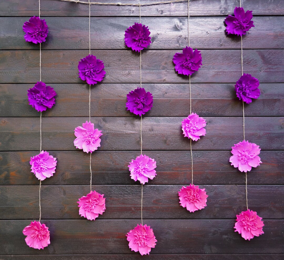 Ombre Flower Garland Birthday Party Garland Purple Paper Etsy