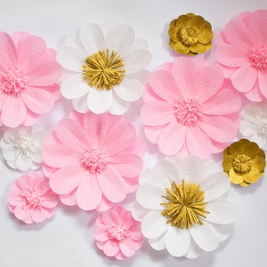 Paper Flower Backdrop Decoration DIY Paper Rose Flower Wall Hanging Art For Baby Shower Birthday Wedding Party Decorations