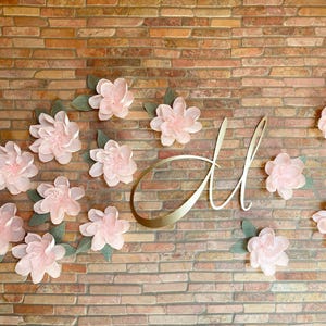 Small Paper Flowers with Leaves, Girl Nursery Wall Decor, Baby Shower Decor, Wedding Backdrop