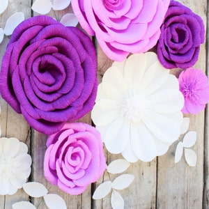 8 Paper Flowers for Girl Nursery Decor, Nursery Wall Flowers, Baby Shower Backdrop image 9