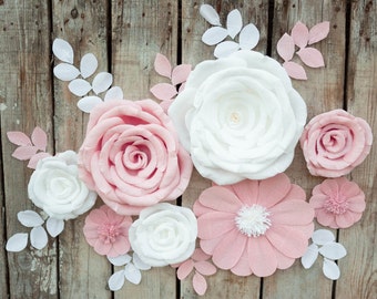 Blush Pink Nursery Flowers, Paper Flower Wall Decor, Girl Nursery Wall Art, Baby Shower Backdrop