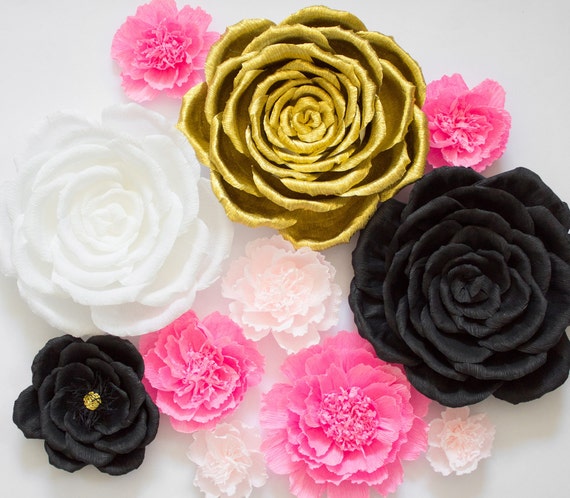 Kate Spade Inspired Paper Flowers Assembled Flower Backdrop Etsy