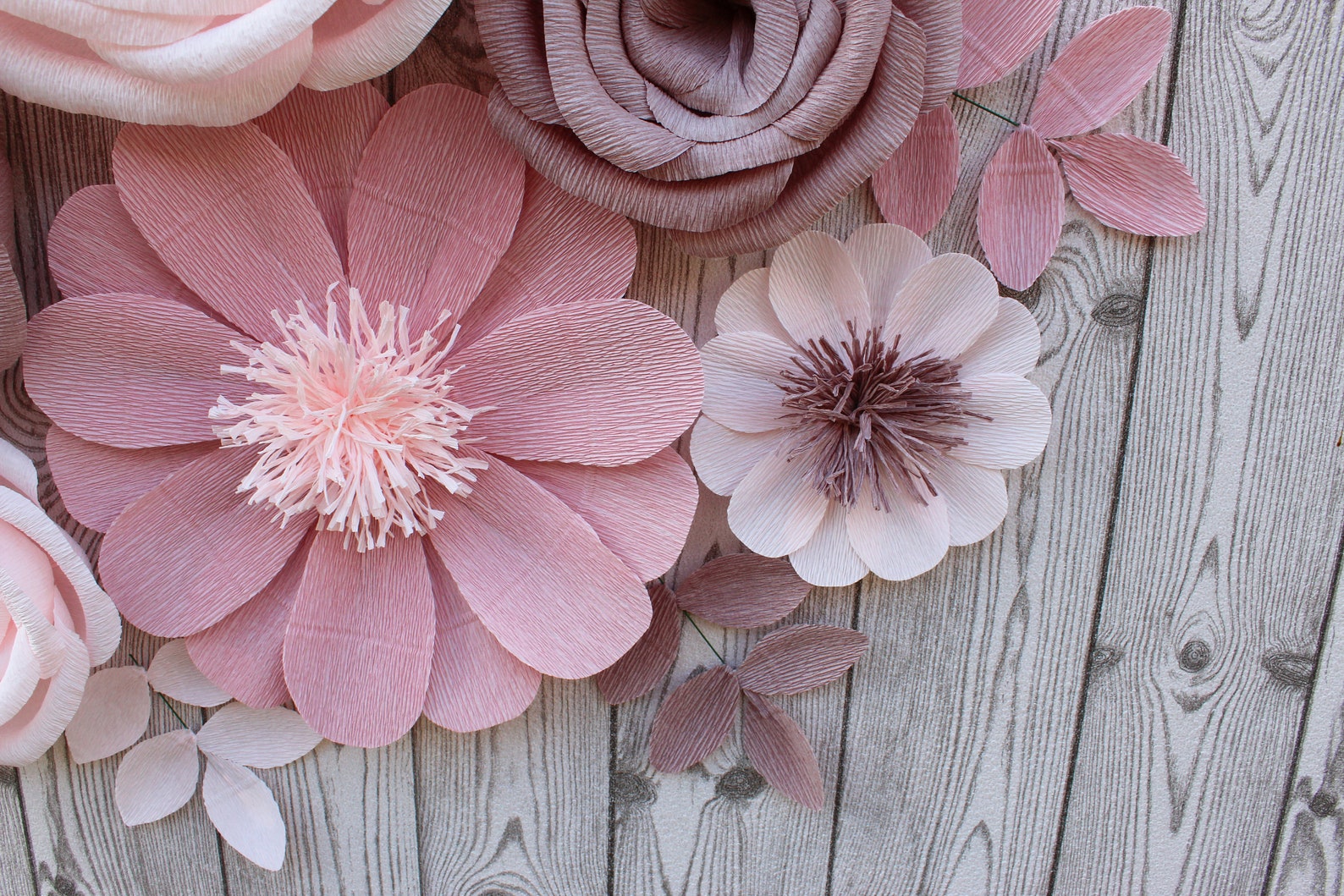 8 Paper Flowers for Nursery Wall Decor Above Crib Paper Etsy