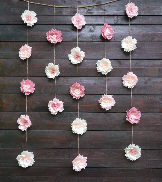 Paper Flower Garland, Nursery Wall Decor, Birthday Party Garland, Wedding  Garland, Window Display Decor, Baby Shower Decor 