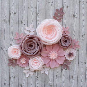 Fiori di carta da parati color malva, decorazioni per la cameretta delle ragazze, sfondo floreale sospeso, decorazioni per la doccia per bambini