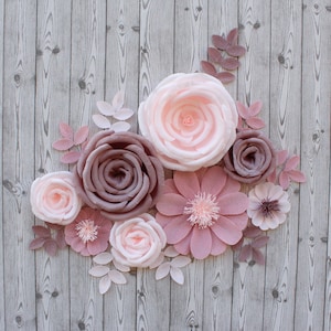 Mauve Wall Paper Flowers, Girl Nursery Decor, Hanging Floral Backdrop, Baby Shower Decor