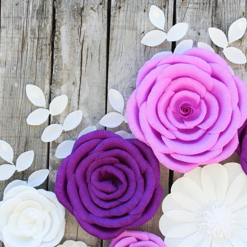 8 Paper Flowers for Girl Nursery Decor, Nursery Wall Flowers, Baby Shower Backdrop image 7