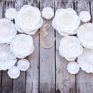 16 White Paper Flowers for Wedding Backdrop Decor, Shop Window Display, Boho Nursery Decor