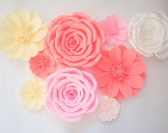 Crepe Paper Flowers, Nursery Wall Flowers, Paper Flower Backdrop, Baby Shower Decor, Nursery Decor, Birthday Party Decor, Wall Flowers