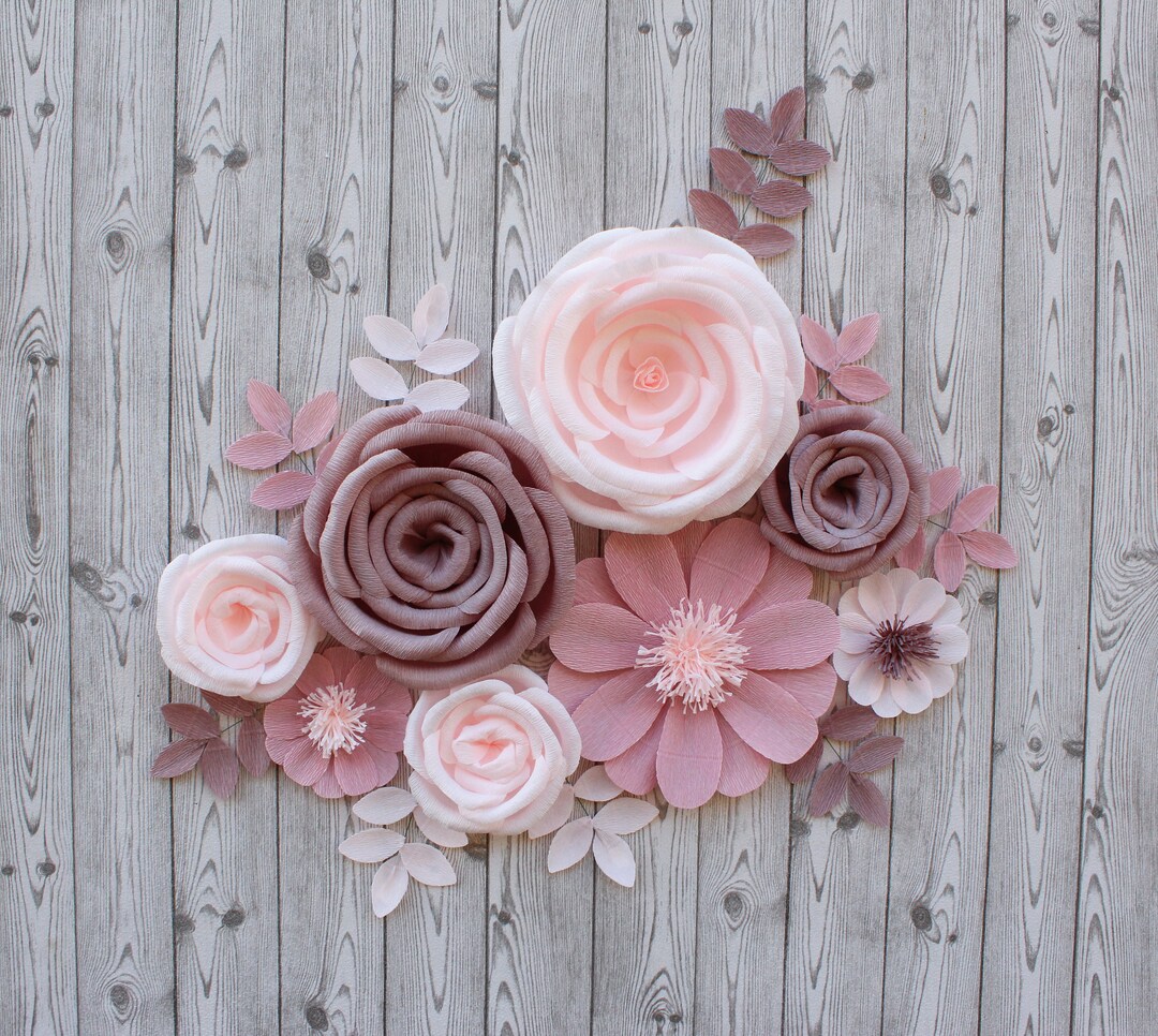 8 Paper Flowers for Nursery Wall Decor Above Crib Paper Etsy