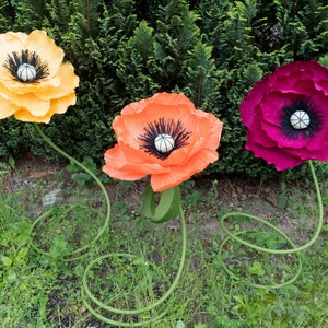 Papavero di carta extra grande, fiore nuziale in piedi, decorazione per baby shower, papavero gigante oversize, decorazione per corridoio di nozze
