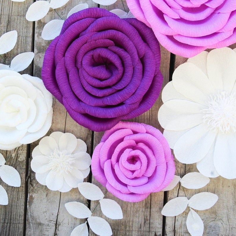 8 Paper Flowers for Girl Nursery Decor, Nursery Wall Flowers, Baby Shower Backdrop image 5