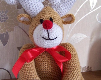 Reindeer Crocheted Christmas Decoration. Crocheted Toy. Hand Made Crochet Toy. Crocheted Reindeer. Christmas Decoration.