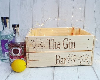 Personalised "The Gin Bar" crate.