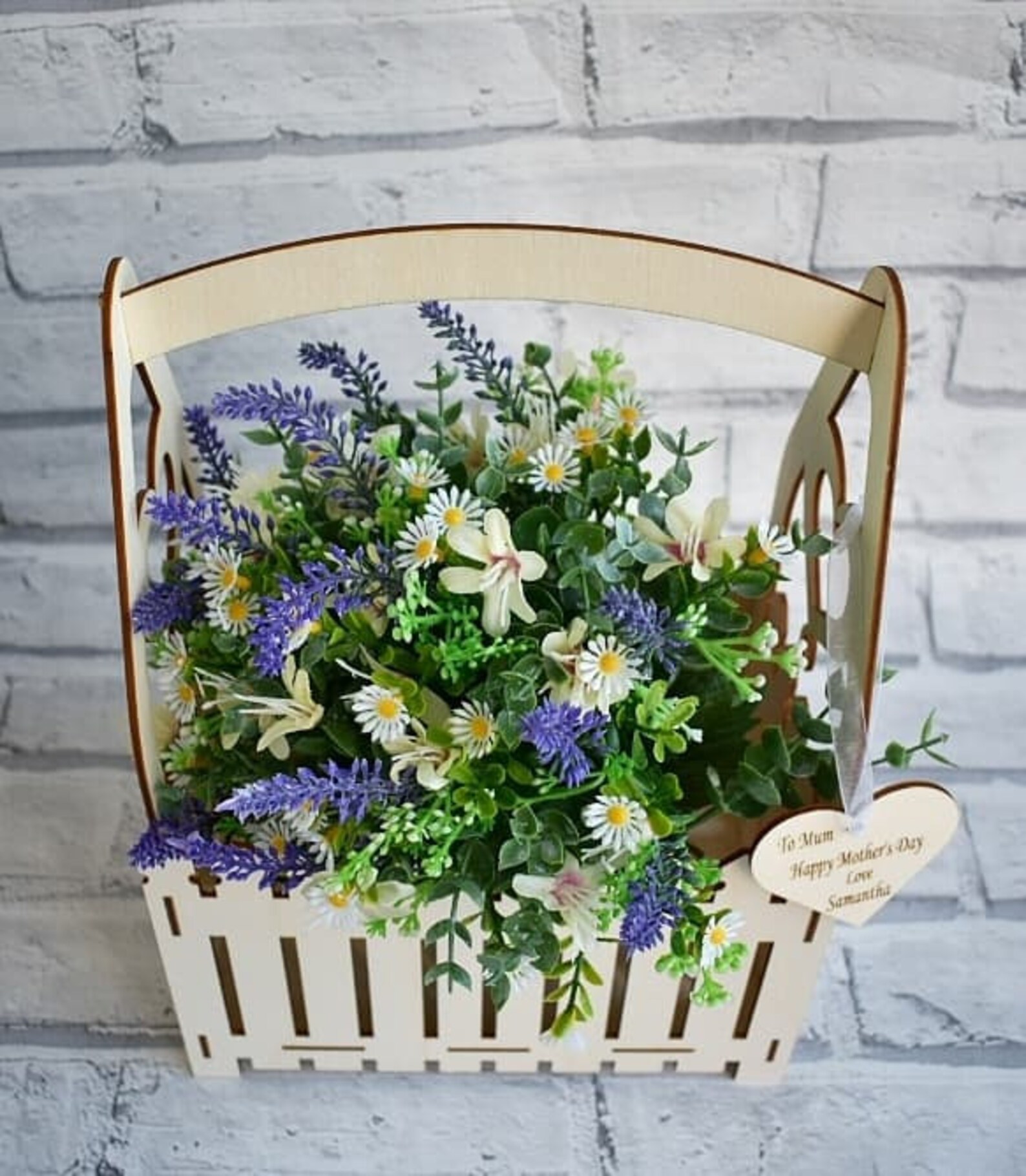 Personalised laser cut flower box holder. Etsy