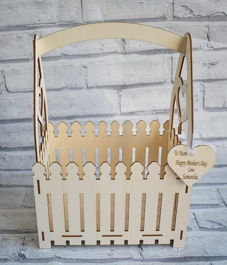 Personalised laser cut flower box holder. Etsy