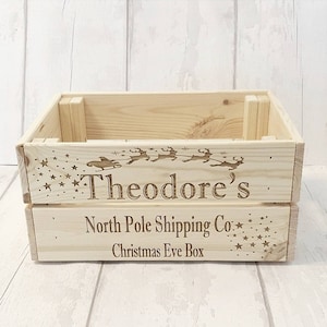 Personalised wooden Christmas eve crate.