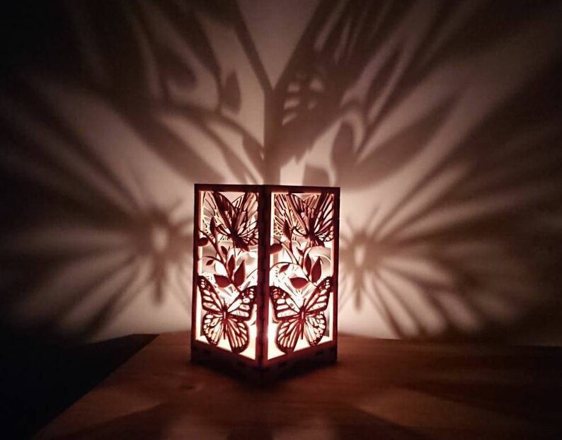 Beautiful Laser cut Butterfly tea light holder with candle. Etsy