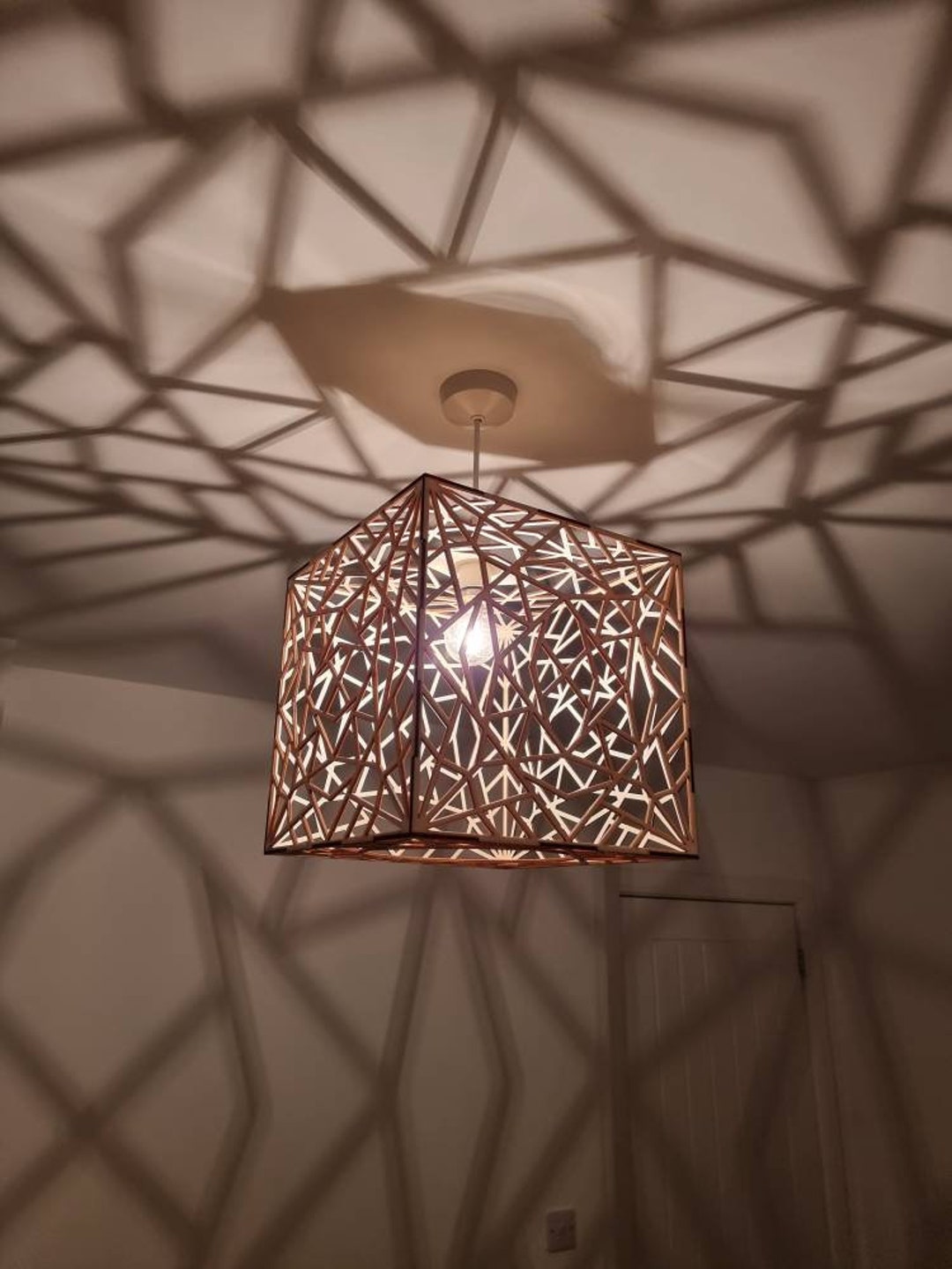 Geometric Laser Cut Wooden Light Shade, Home Decor. Etsy UK