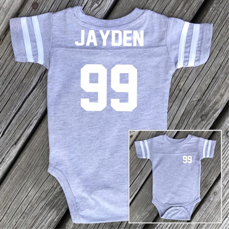 Onesie Baby Jersey Bodysuit Personalized Onesie Football Etsy